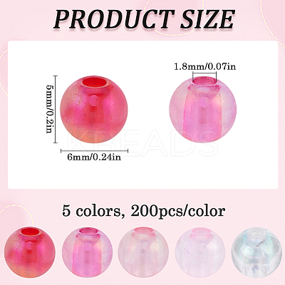 1000Pcs 5 Colors Valentine's Day Transparent Acrylic Beads MACR-SP0001-29A-1
