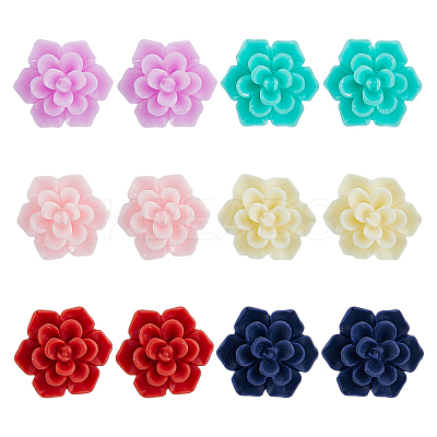 6 Pairs 6 Colors 3D Flower Polymer Clay Stud Earrings with 304 Stainless Steel Pins EJEW-FI0003-13-1