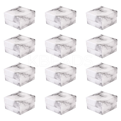 Square Marble Texture Cardboard Jewelry Ring Boxes CON-TAC0009-05A-1