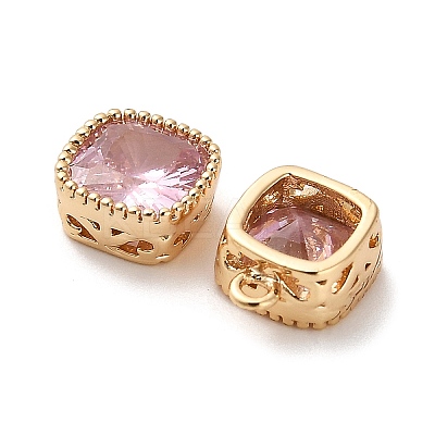 Brass Micro Pave Clear Cubic Zirconia Charms KK-B110-01G-04-1