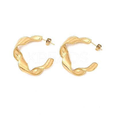 304 Stainless Steel Twist C-Shaped Stud Earrings EJEW-A139-01G-1