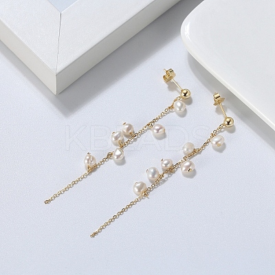 Natural Pearl Ear Studs EJEW-P231-10G-1