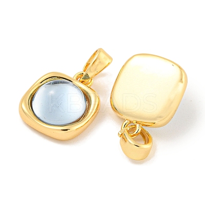 Brass & Resin Square Charms with Snap on Bails KK-P275-13G-1