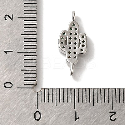 Rack Plating Brass Micro Pave Green Cubic Zirconia Cactus Connector Links KK-U027-01P-1