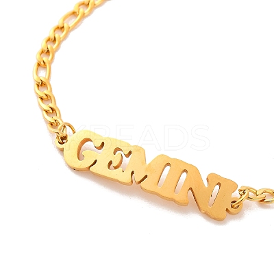 Constellation 202 Stainless Steel Figaro Chain Link Bracelets for Women Men AJEW-U006-01A-1