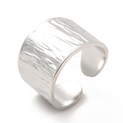 Non-Tarnish 304 Stainless Steel Textured Wide Band Open Cuff Ring for Women RJEW-F131-08P-1