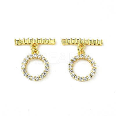 Rack Plating Eco-Friendly Brass Pave Clear Cubic Zirconia Toggle Claps KK-K330-45G-1