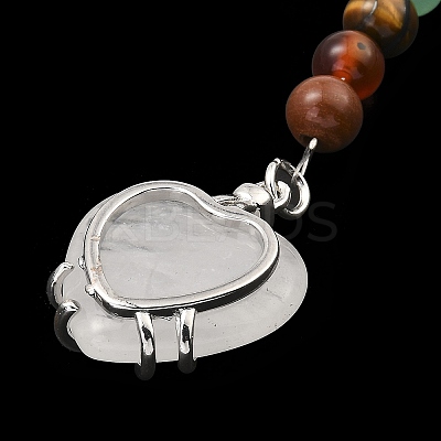 Natural Quartz Crystal Heart Keychain G-Z033-11P-02-1