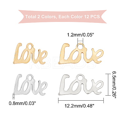 24Pcs 2 Colors 304 Stainless Steel Charms STAS-UN0028-78-1