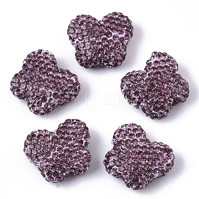 Handmade Polymer Clay Rhinestone Beads RB-T017-09D-1