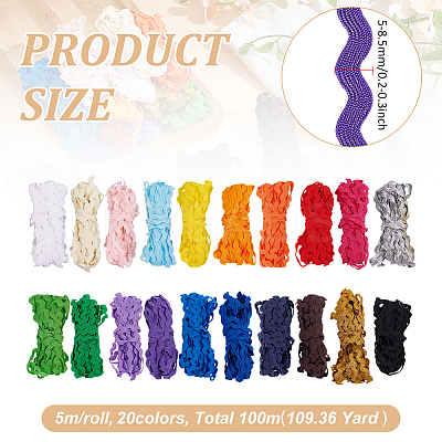 100M 20 Styles Polyester Lace Trims OCOR-MA0001-24-1