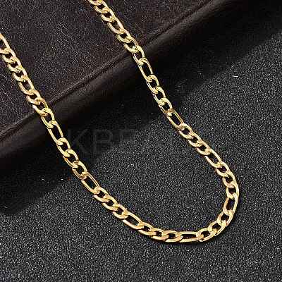 3.8MM 304 Stainless Steel Figaro Chain Necklaces for Women NJEW-B134-02B-G-1