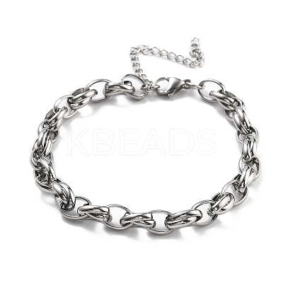 304 Stainless Steel Oval Link Chains Bracelets for Men & Women BJEW-D042-35P-1