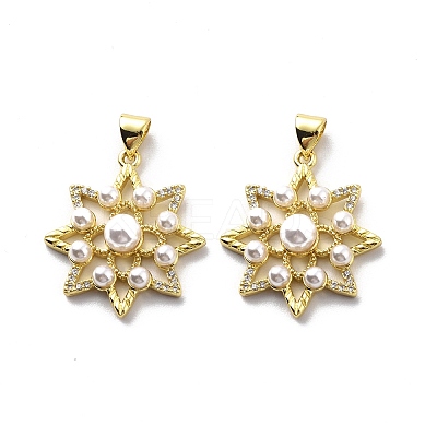 Brass Clear Cubic Zirconia Pendants KK-G446-05G-1