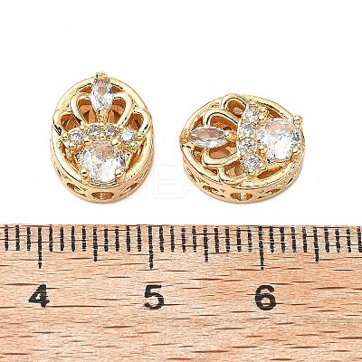 Brass Micro Pave Cubic Zirconia Beads KK-A259-08G-1