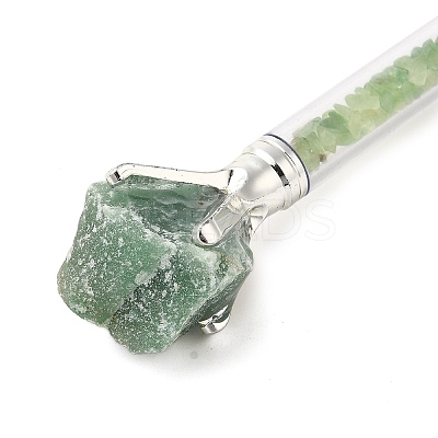 Raw Natural Green Aventurine Chip on Top Ball-Point Pen AJEW-G063-01E-1