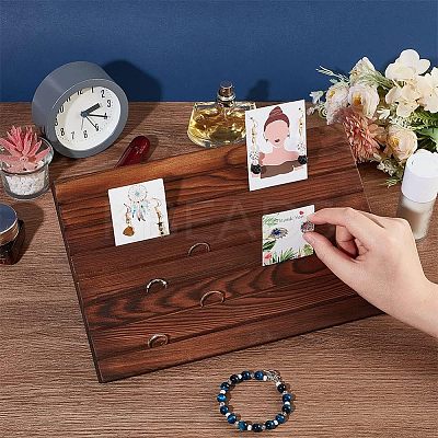 7-Slot Wooden Place Card Display Stands ODIS-WH0029-52C-1