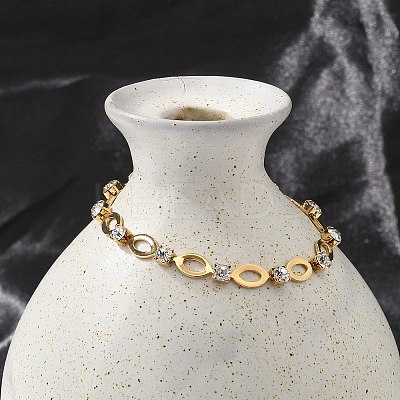 304 Stainless Steel Rhinestone Cup Chain Bracelets for Women BJEW-F488-26C-G-1