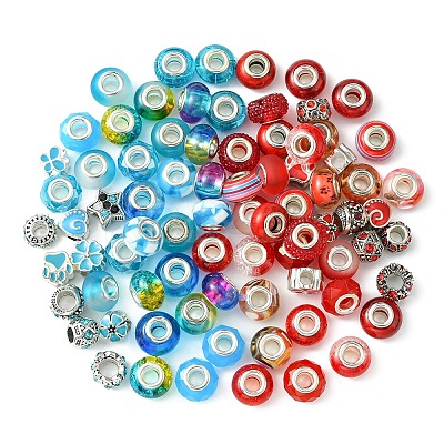 DIY Glass & Resin & Alloy Enamel European Beads Jewelry Making Finding Kit DIY-YW0009-01-1
