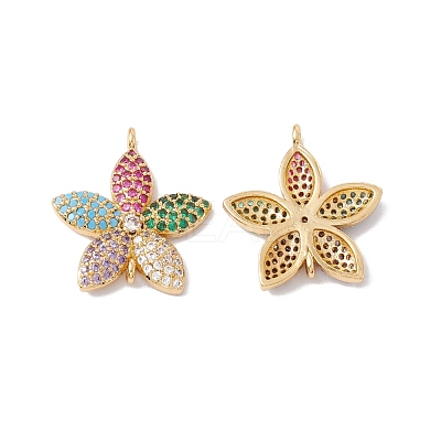 Rack Plating Brass Micro Pave Colorful Cubic Zirconia Pendants ZIRC-C040-26G-1