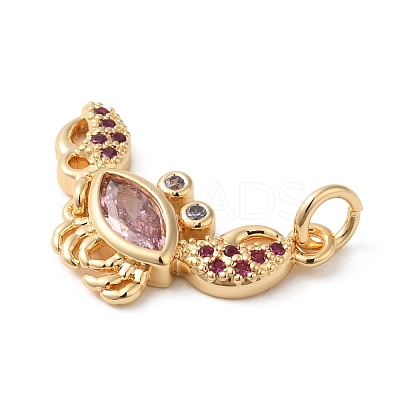 Rack Plating Brass Micro Pave Cubic Zirconia Pendants X-KK-P241-08G-1
