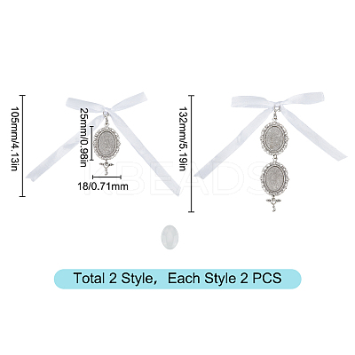 Tibetan Style Alloy & Glass Oval Photo Bouquet Hanging Ornaments HJEW-HY0001-11-1