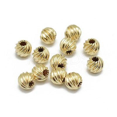 Yellow Gold Filled Corrugated Beads KK-L183-034C-1