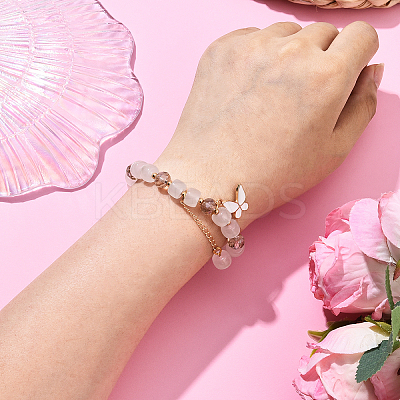 Alloy Enamel Butterfly Charm Bracelets BJEW-YW00009-1