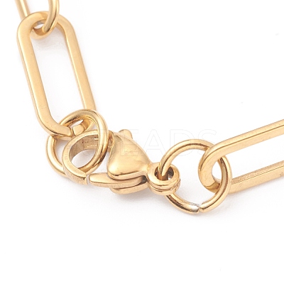 PVD Vacuum Plating 304 Stainless Steel Paperclip Chain Bracelets BJEW-O185-02G-1