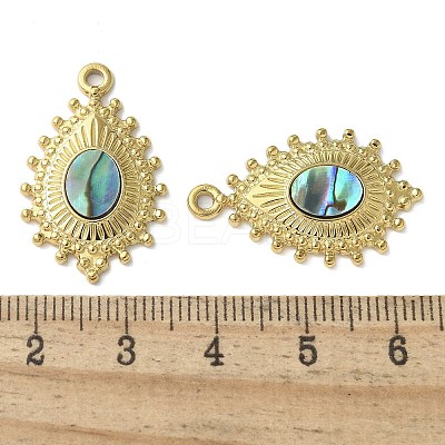 Teardrop 304 Stainless Steel Natural Paua Shell/White Shell Pendants Ion Plating(IP) STAS-U037-09G-02-1