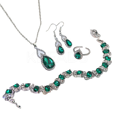 Alloy Rhinestone Glass Jewelry Sets FS-WG78952-01-1