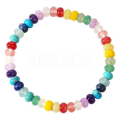 Natural Mixed Gemstone Abacus Beads Stretch Bracelets for Women VF0699-1
