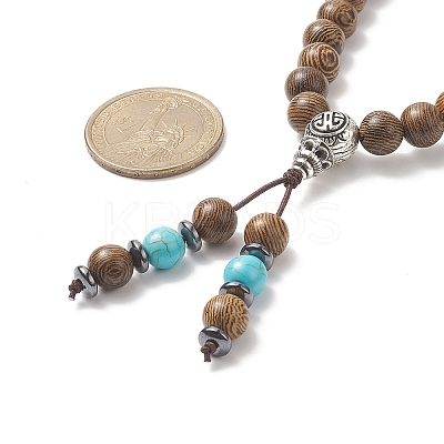 Alloy Gourd Tassel Pendant Necklace NJEW-JN04180-1