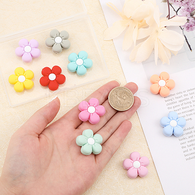 10Pcs 10 Colors Food Grade Eco-Friendly Silicone Beads SIL-CA0001-84-1