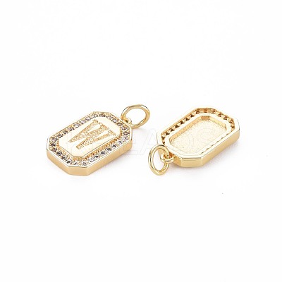 Brass Micro Pave Clear Cubic Zirconia Pendants KK-S356-767W-1