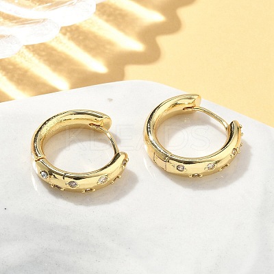 Brass Micro Pave Clear Cubic Zirconia Hoop Earrings EJEW-A132-17G-1