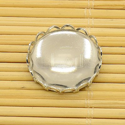 Brass Cabochon Settings and Flat Round Transparent Clear Glass Cabochons KK-X0003-P-RS-1
