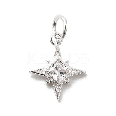 925 Sterling Silver Pave Clear Cubic Zirconia Star Charms STER-A048-01S-1