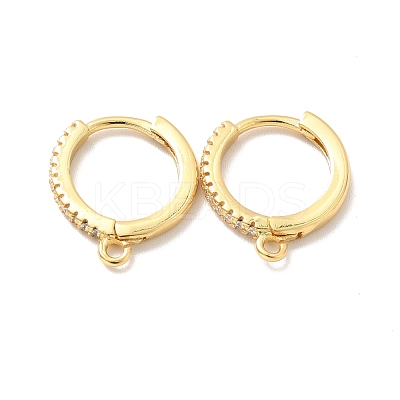 Brass Micro Pave Cubic Zirconia Hoop Earring Findings KK-P215-02G-1