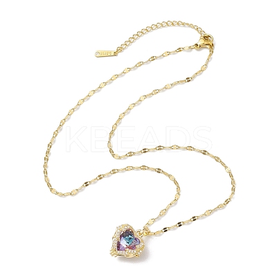 Brass Micro Pave Cubic Zirconia Pendant Necklaces NJEW-C039-05KCG-02-1