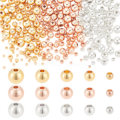 300Pcs 3 Colors 5 Sizes Rack Plating Brass Beads KK-PH0006-41-1