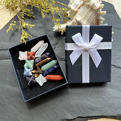 14Pcs Natural Gemstone Healing Ornament PW-WG41567-01-1