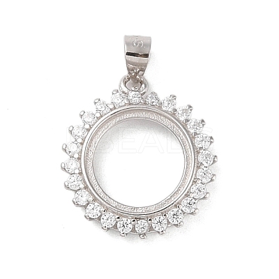 925 Sterling Silver Micro Pave Cubic Zirconia Pendant Setting STER-H113-04P-01-1