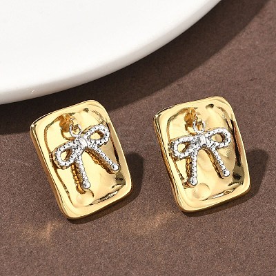 Two Tone 304 Stainless Steel Stud Earrings EJEW-B156-17G-1