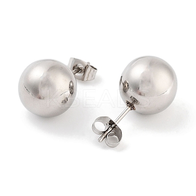 Non-Tarnish Round 316 Surgical Stainless Steel Stud Earrings for Women Men EJEW-Z050-17P-1