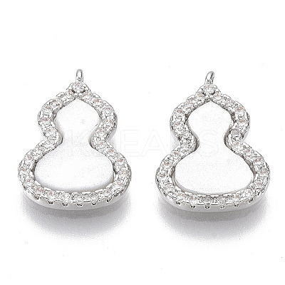 Brass Micro Pave Clear Cubic Zirconia Charms KK-S355-007P-NF-1