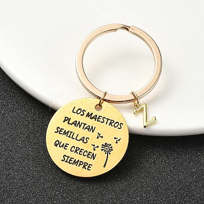 201 Stainless Steel & Brass Letter Keychain KEYC-YW00095-26-1