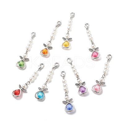 Acrylic Imitation Pearl Beaded Angel Pendant Decorations X1-HJEW-JM00741-1