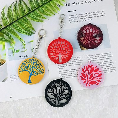 Flat Round with Tree of Life Pendant Silicone Molds DIY-L071-04-1