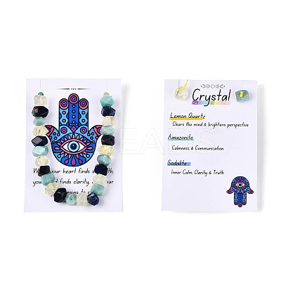 Natural Sodalite & Flower Amazonite & Lemon Quartz Beads Strands G-N358-01A-06-1